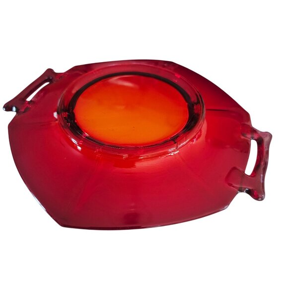 Imperial Glass-Ohio Molly Serving Plate 8.25" ruby Art Deco made in USA ambrina - Picture 4 of 5